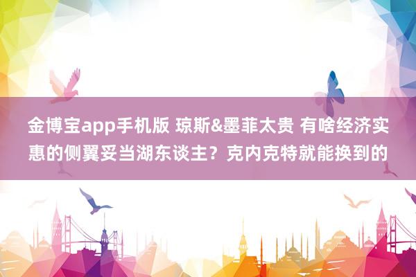 金博宝app手机版 琼斯&墨菲太贵 有啥经济实惠的侧翼妥当湖东谈主？克内克特就能换到的