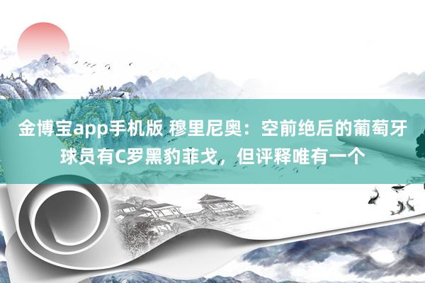 金博宝app手机版 穆里尼奥：空前绝后的葡萄牙球员有C罗黑豹菲戈，但评释唯有一个
