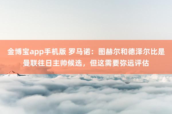 金博宝app手机版 罗马诺：图赫尔和德泽尔比是曼联往日主帅候选，但这需要弥远评估