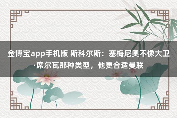 金博宝app手机版 斯科尔斯：塞梅尼奥不像大卫·席尔瓦那种类型，他更合适曼联