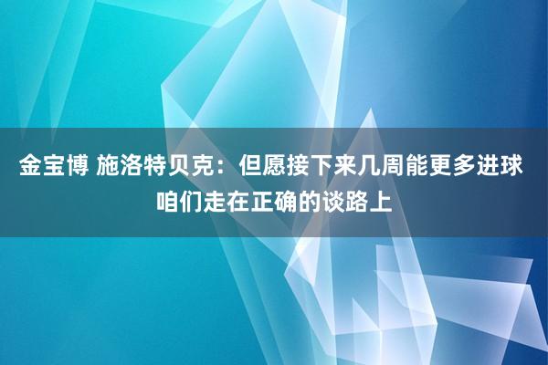 金宝博 施洛特贝克：但愿接下来几周能更多进球 咱们走在正确的谈路上