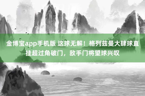 金博宝app手机版 这球无解！格列兹曼大肆球直挂超过角破门，敌手门将望球兴叹