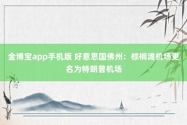 金博宝app手机版 好意思国佛州：棕榈滩机场更名为特朗普机场