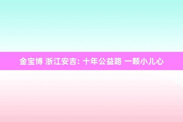 金宝博 浙江安吉: 十年公益路 一颗小儿心