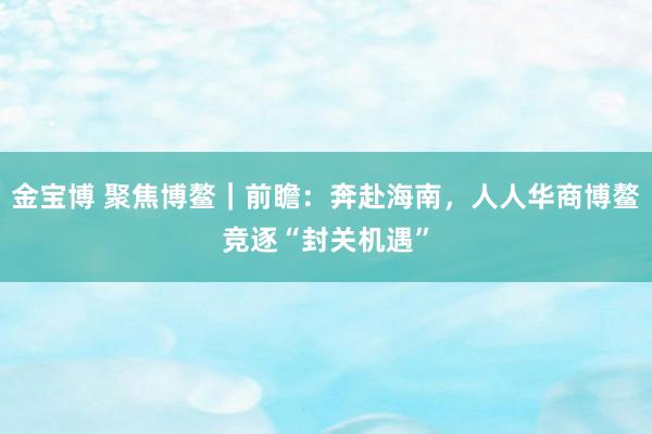 金宝博 聚焦博鳌｜前瞻：奔赴海南，人人华商博鳌竞逐“封关机遇”