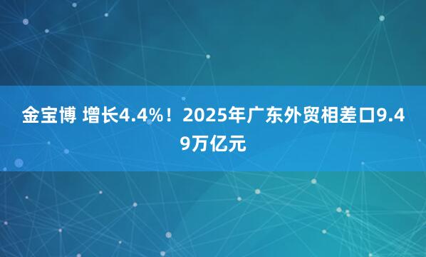 金宝博 增长4.4%！2025年广东外贸相差口9.49万亿元