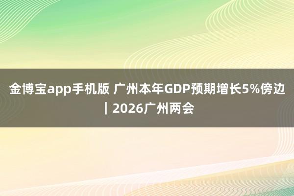 金博宝app手机版 广州本年GDP预期增长5%傍边｜2026广州两会