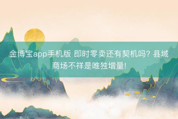 金博宝app手机版 即时零卖还有契机吗? 县域商场不祥是唯独增量!