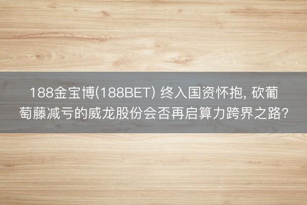 188金宝博(188BET) 终入国资怀抱， 砍葡萄藤减亏的威龙股份会否再启算力跨界之路?