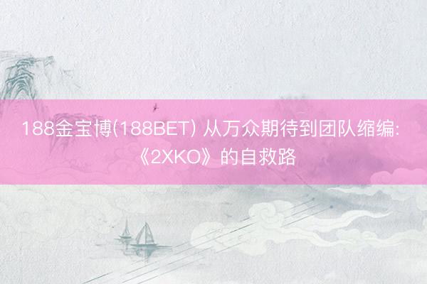 188金宝博(188BET) 从万众期待到团队缩编: 《2XKO》的自救路