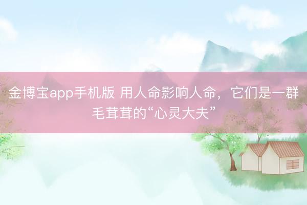 金博宝app手机版 用人命影响人命，它们是一群毛茸茸的“心灵大夫”