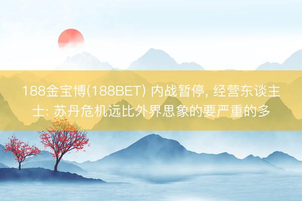 188金宝博(188BET) 内战暂停， 经营东谈主士: 苏丹危机远比外界思象的要严重的多