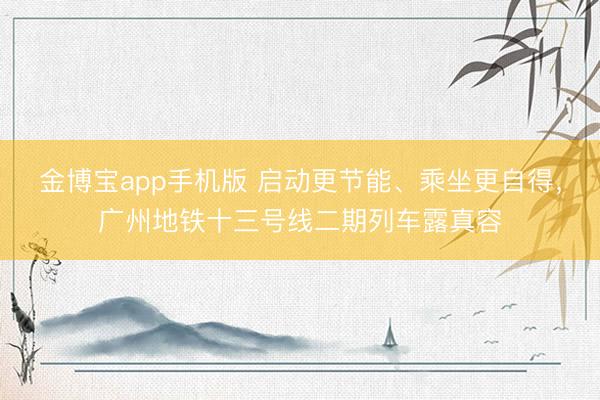 金博宝app手机版 启动更节能、乘坐更自得，广州地铁十三号线二期列车露真容