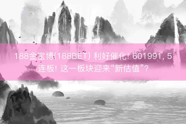 188金宝博(188BET) 利好催化! 601991， 5连板! 这一板块迎来“新估值”?