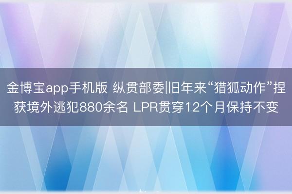 金博宝app手机版 纵贯部委|旧年来“猎狐动作”捏获境外逃犯880余名 LPR贯穿12个月保持不变