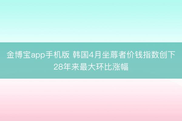 金博宝app手机版 韩国4月坐蓐者价钱指数创下28年来最大环比涨幅