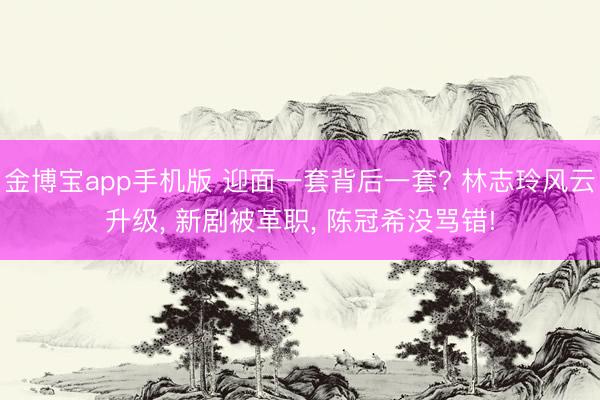 金博宝app手机版 迎面一套背后一套? 林志玲风云升级， 新剧被革职， 陈冠希没骂错!