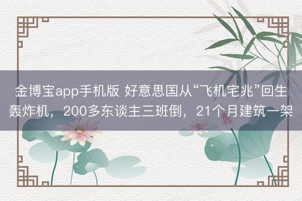 金博宝app手机版 好意思国从“飞机宅兆”回生轰炸机，200