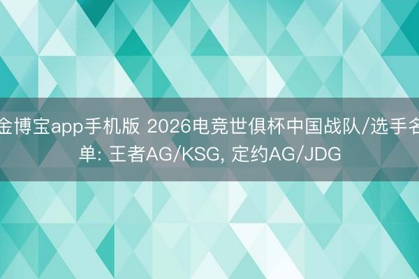 金博宝app手机版 2026电竞世俱杯中国战队/选手名单: 王者AG/KSG， 定约AG/JDG