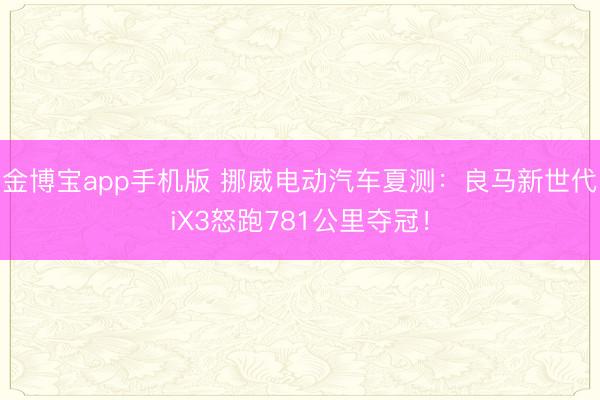 金博宝app手机版 挪威电动汽车夏测:良马新世代iX3怒跑781公里夺冠!