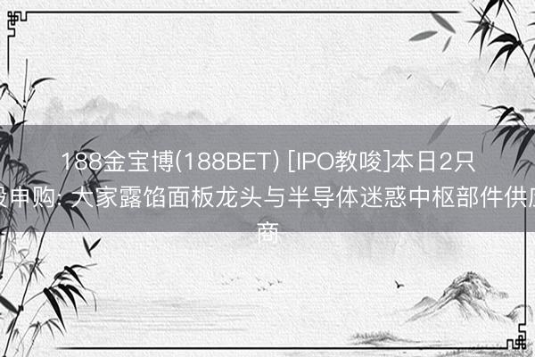 188金宝博(188BET) [IPO教唆]本日2只新股申购: 大家露馅面板龙头与半导体迷惑中枢部件供应商