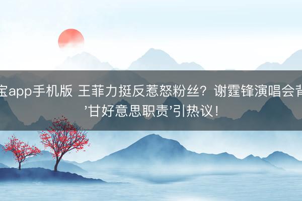金博宝app手机版 王菲力挺反惹怒粉丝？谢霆锋演唱会背后的'甘好意思职责'引热议！