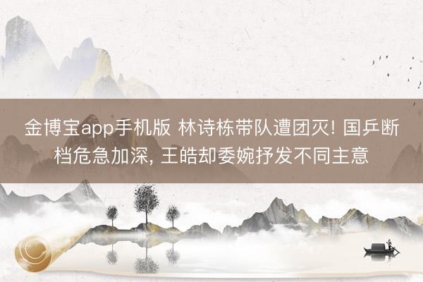 金博宝app手机版 林诗栋带队遭团灭! 国乒断档危急加深， 王皓却委婉抒发不同主意