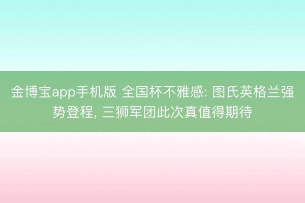 金博宝app手机版 全国杯不雅感: 图氏英格兰强势登程, 三狮军团此次真值得期待